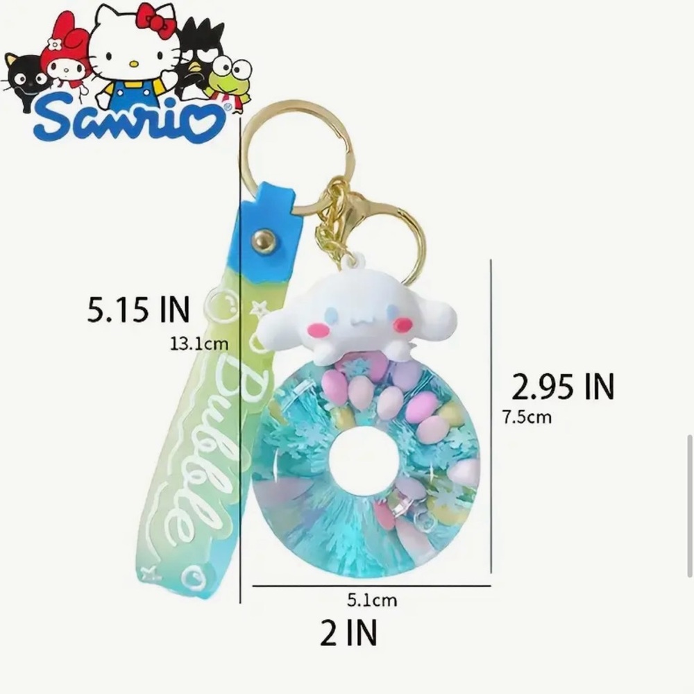 SANRIO Cinnamoroll Acrylic Glitter Quicksand Bottle Key Chain Bag Charm - Picture 2 of 8